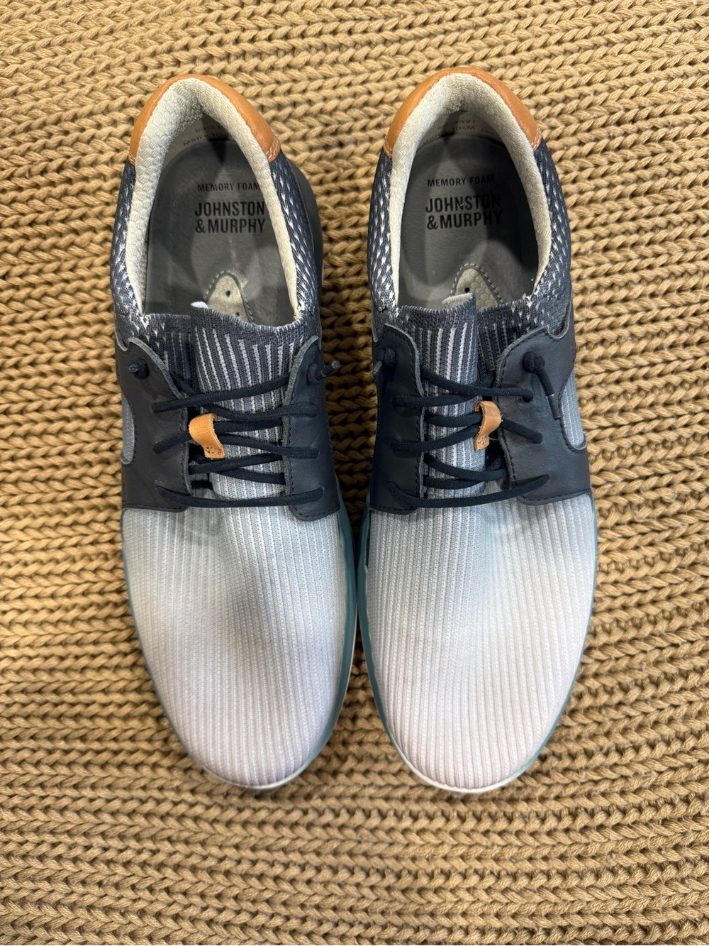Johnston & Murphy Men’s Navy and Light Gray Knit Sneakers